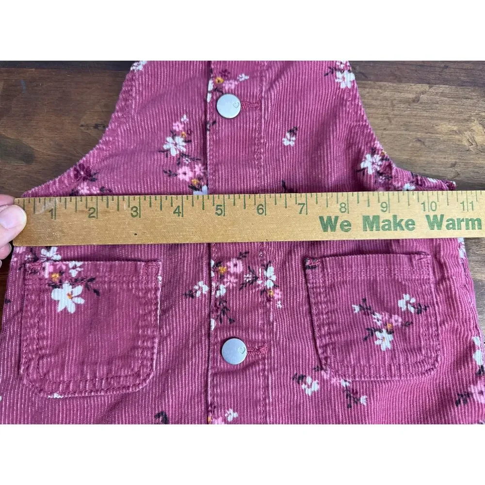 The Childrens Place Mauve Cotton Floral Corduroy Jumper Dress Adjustable Size 2T